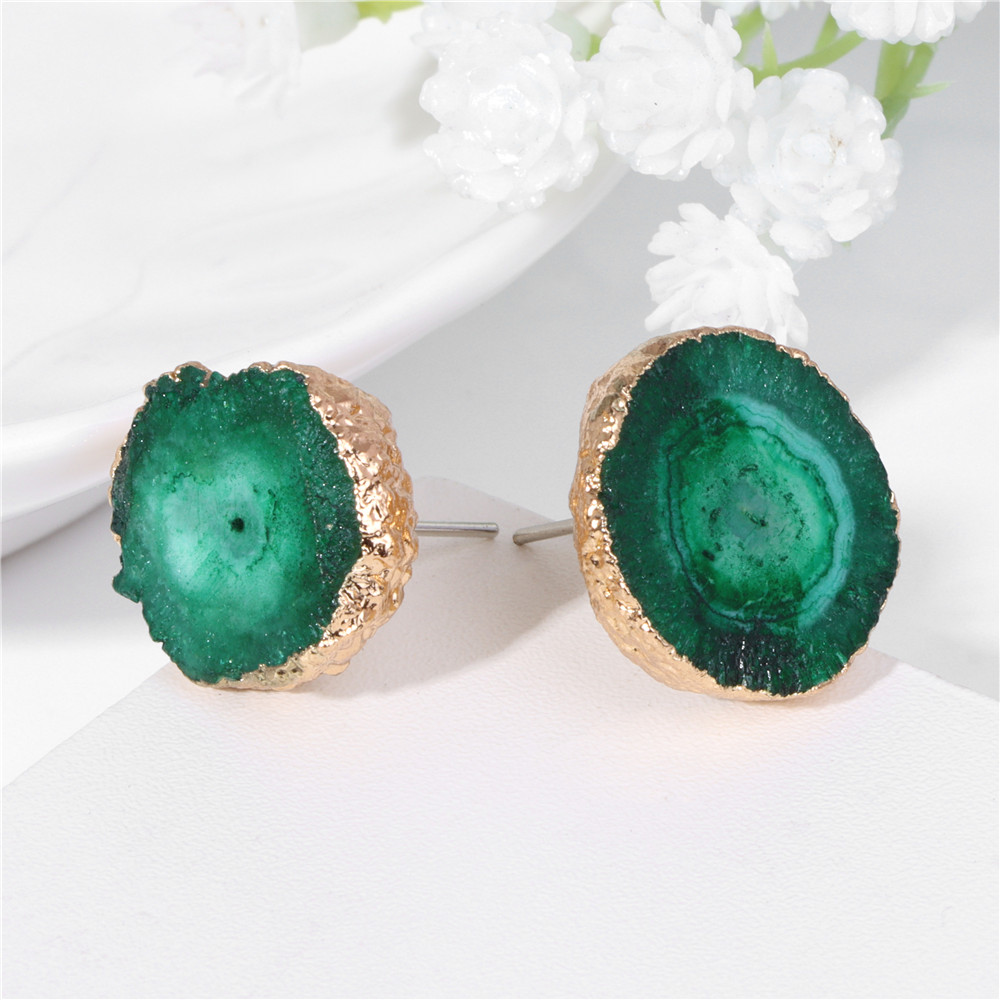 Cluster Stud Ear - Irregular Druzy Geode Agates Earrings Natural