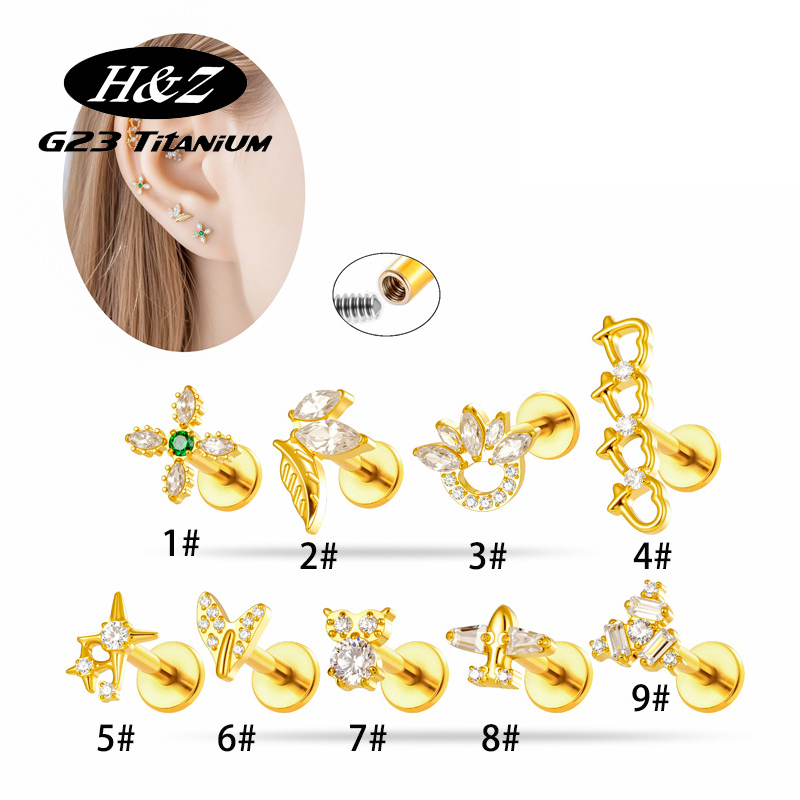 Body Jewelry Implant Grade - 1PC G23 Titanium16G Flower CZ Labret
