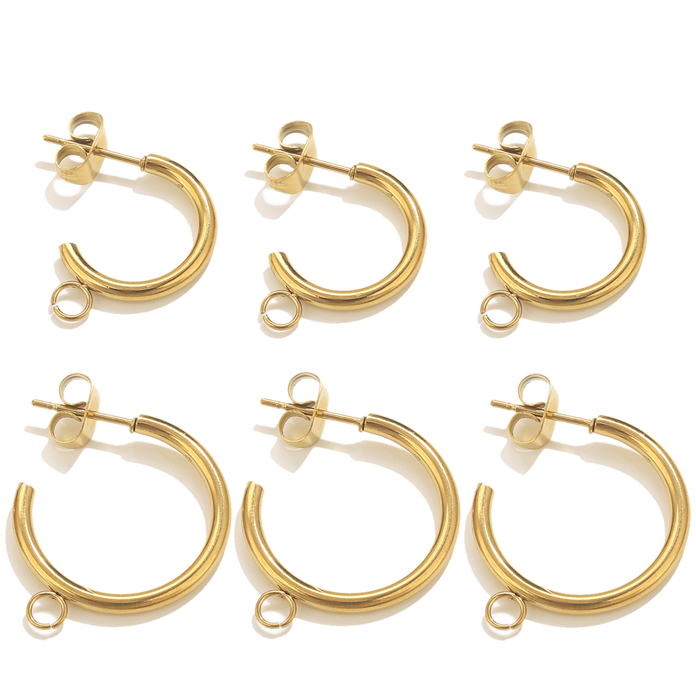 Body Jewelry Diy - 6pcs Stainless Steel C-shape Earring Making