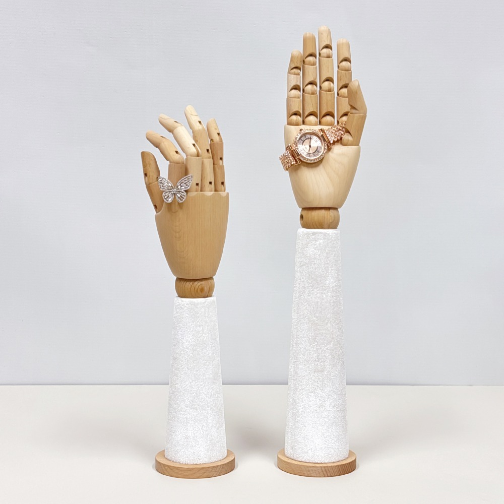 Body Jewelry Shop - Wooden Velvet Hand Mannequin with Movable