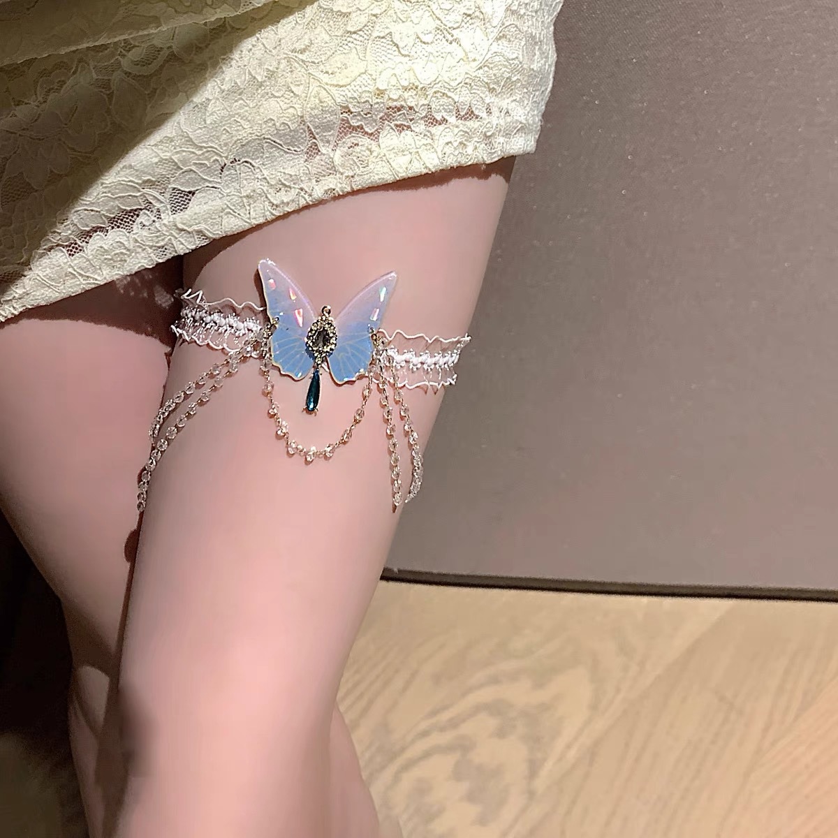Body Jewelry Bulk - Fashionable Butterfly Pattern Elastic Lace Leg