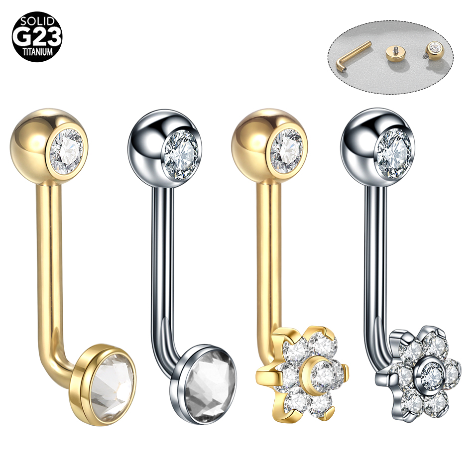 Belly Bar Titanium - 10pcs/lot Titanium Zircon Christina Vertical Hood