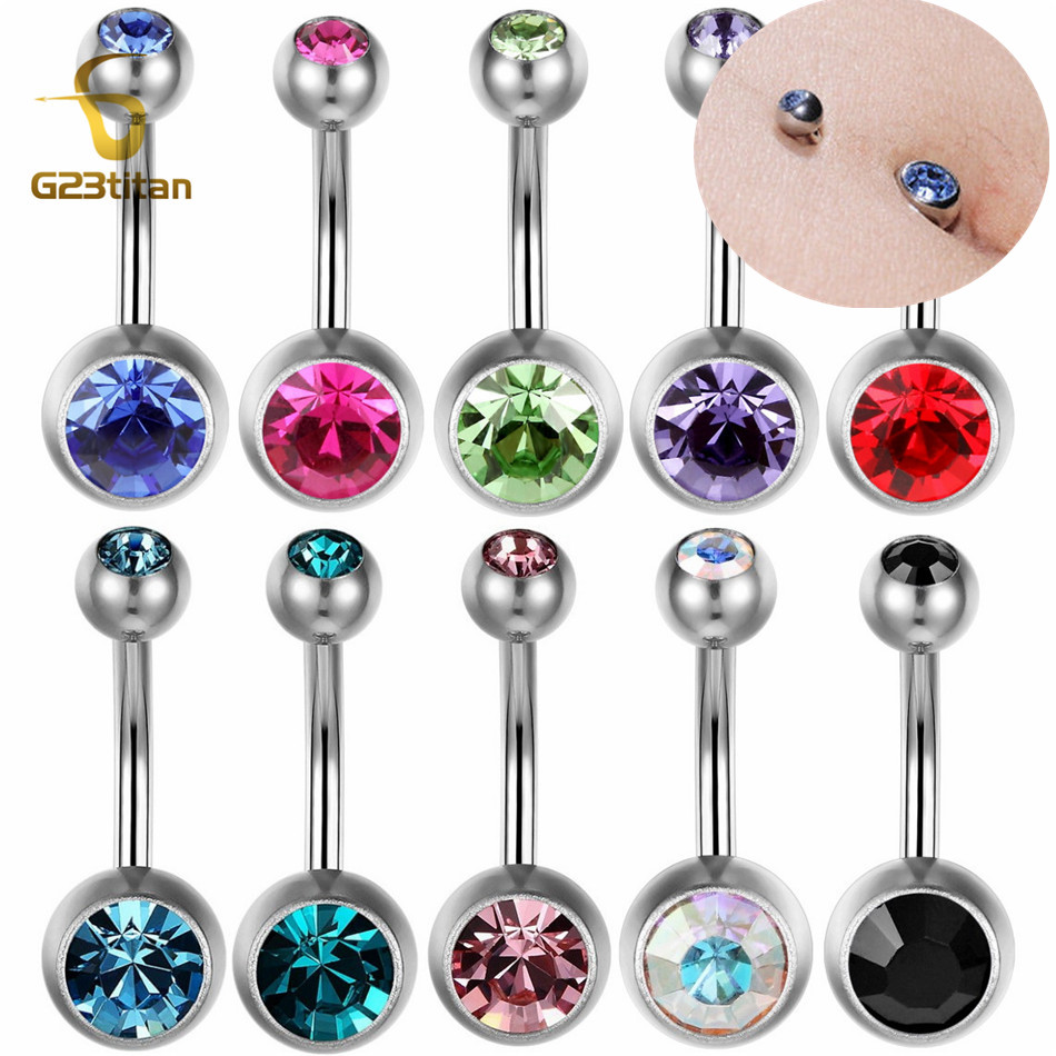 Belly Bar Titanium - G23Titian 14G 8Mm 10Mm 12Mm Phẫu