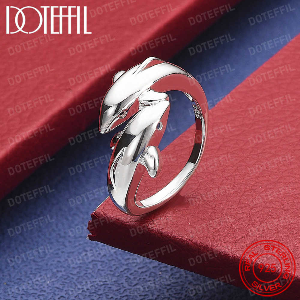 Body Jewelry High Quality - 925 Sterling Silver Double Dolphin Charm
