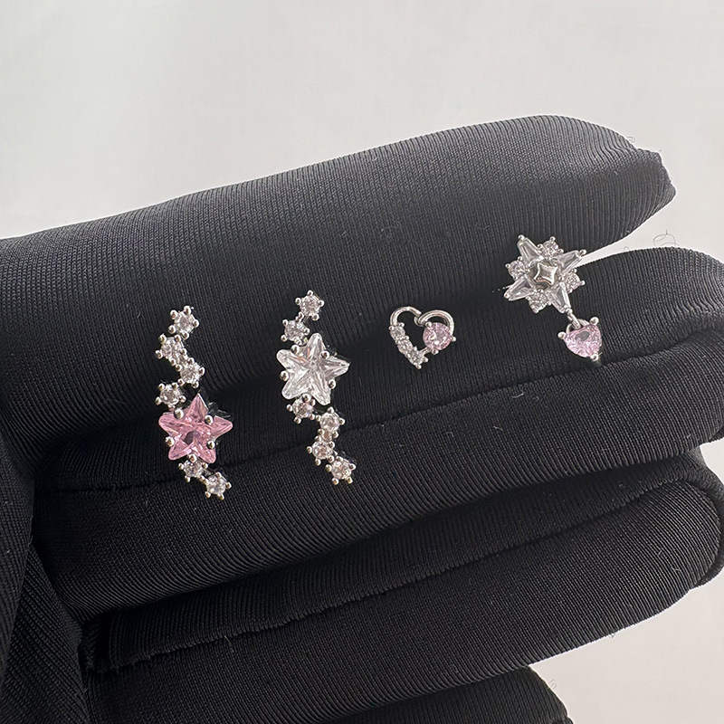 Cluster Stud Ear - INS Style Full CZ Titanium Screw