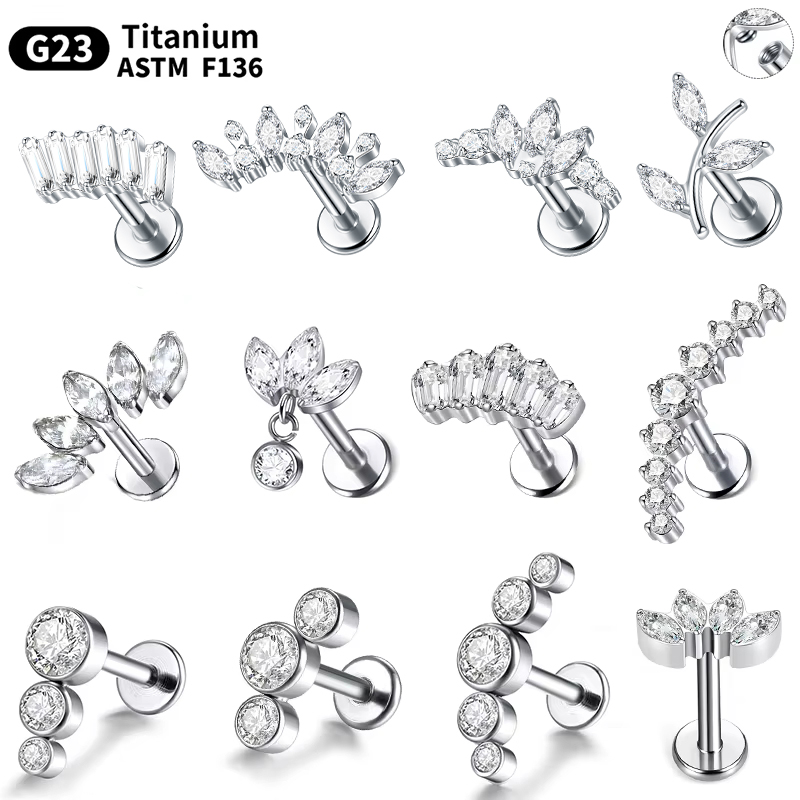 Cluster Stud Ear - 1/5Pcs G23 Titanium Ear Labret Piercing