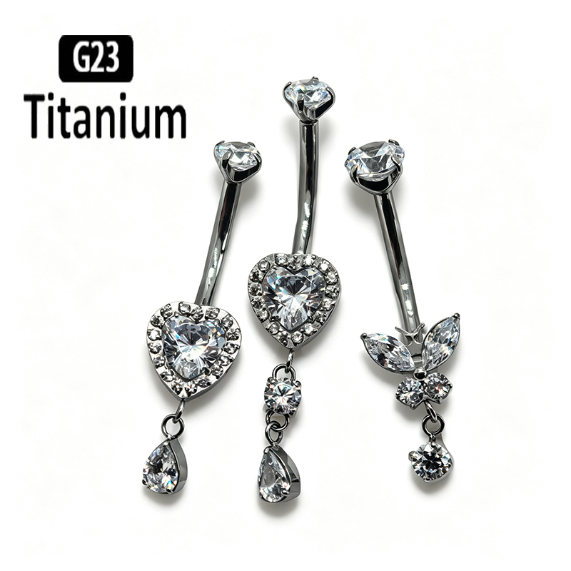 Belly Bar Titanium - ASTM F136 Titanium Crystal Sexy Belly