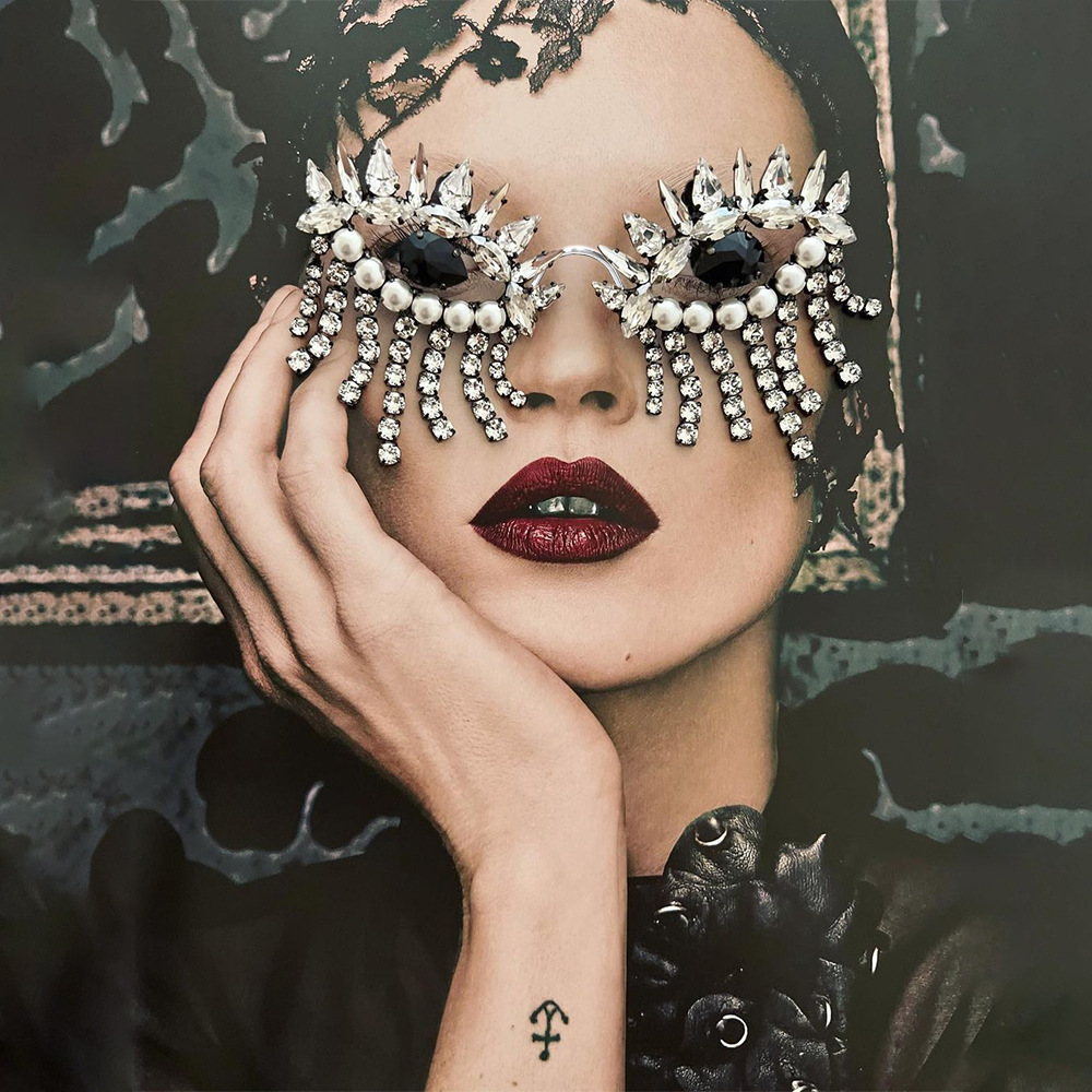Body Jewelry Y2K - Stonefans Tassel Glasses Frame for Women