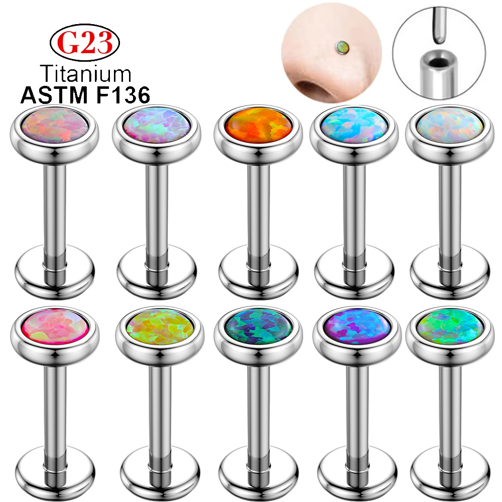 Body Jewelry Threadless - 1pcs G23 Titanium Nose Labret Opal