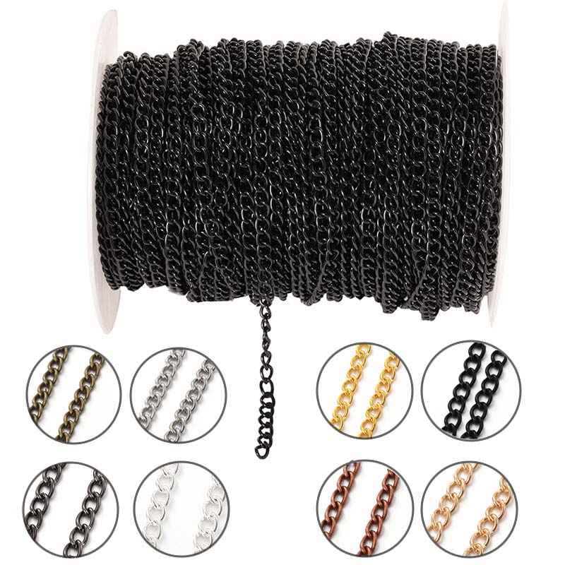 Body Jewelry For You - 2Meters 2.5/3.5/4.5mm Metal Flat Oval Extension