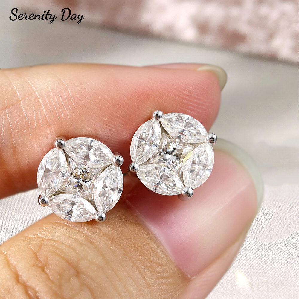 Cluster Stud Ear - Serenity 10mm Cluster Star Moissanite Earring