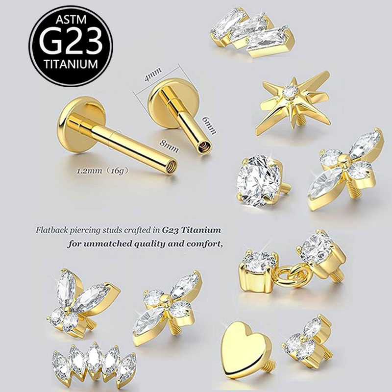 2pcs F136 G23 Titanium Cartila - đánh giá và giá Body Jewelry Threadless