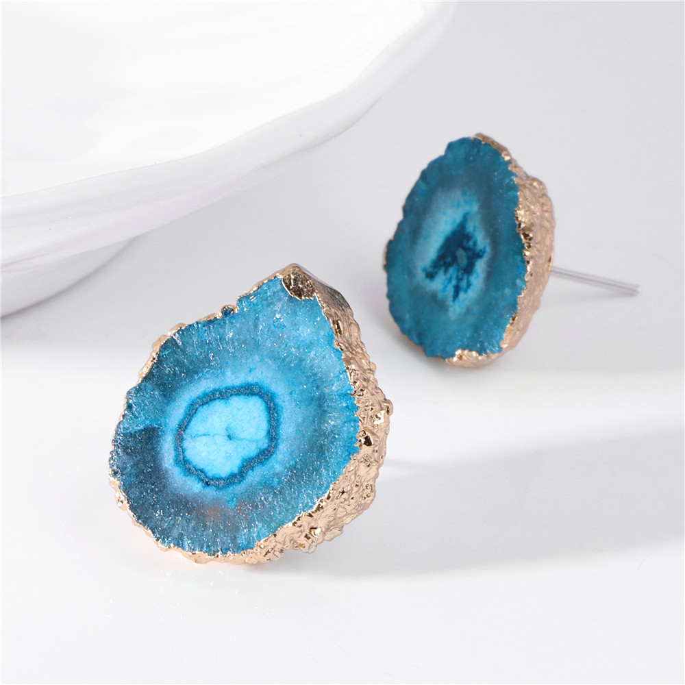 Irregular Druzy Geode Agates E - đánh giá và giá Cluster Stud Ear