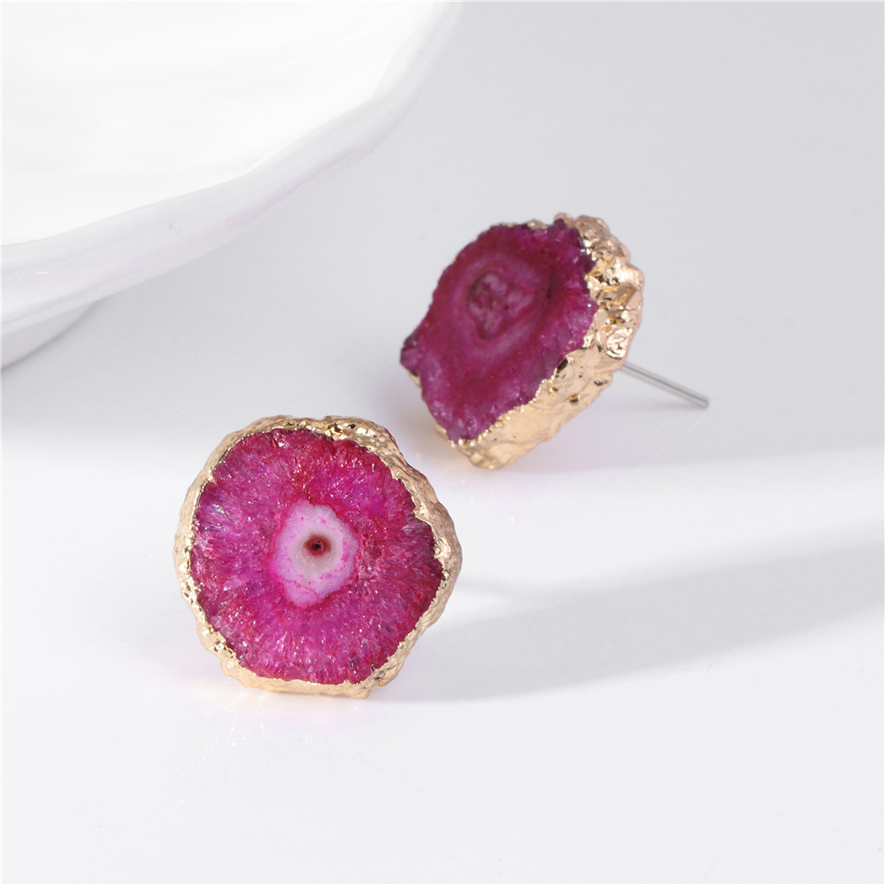 Irregular Druzy Geode Agates E - đánh giá và giá Cluster Stud Ear