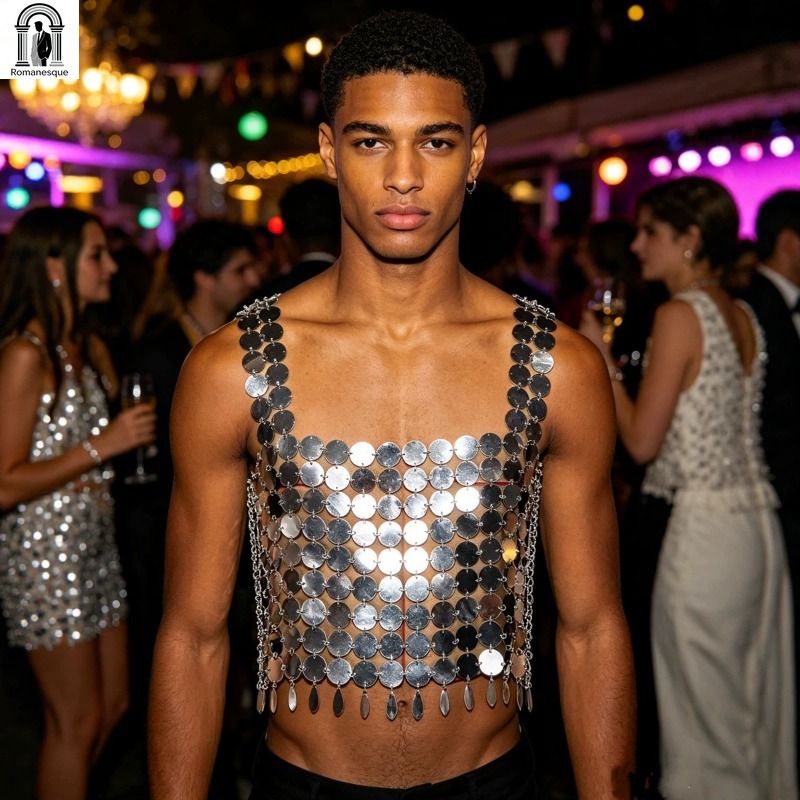 Fashion Men's Sparkly Disc Cha - đánh giá và giá Body Jewelry Vest