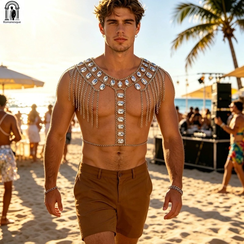 Fashion Men's Sparkly Disc Cha - đánh giá và giá Body Jewelry Vest