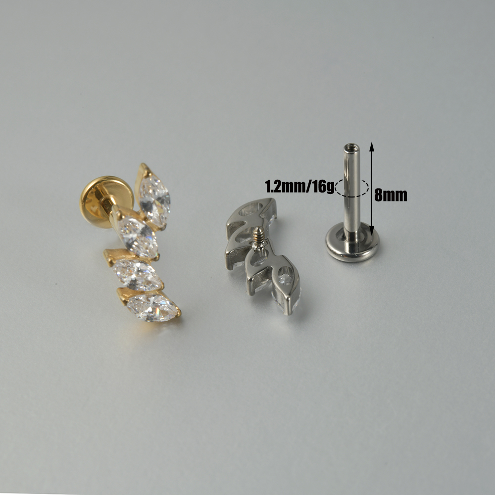 1PC Zircon G23 Solid Titanium  - đánh giá và giá Cluster Stud Ear