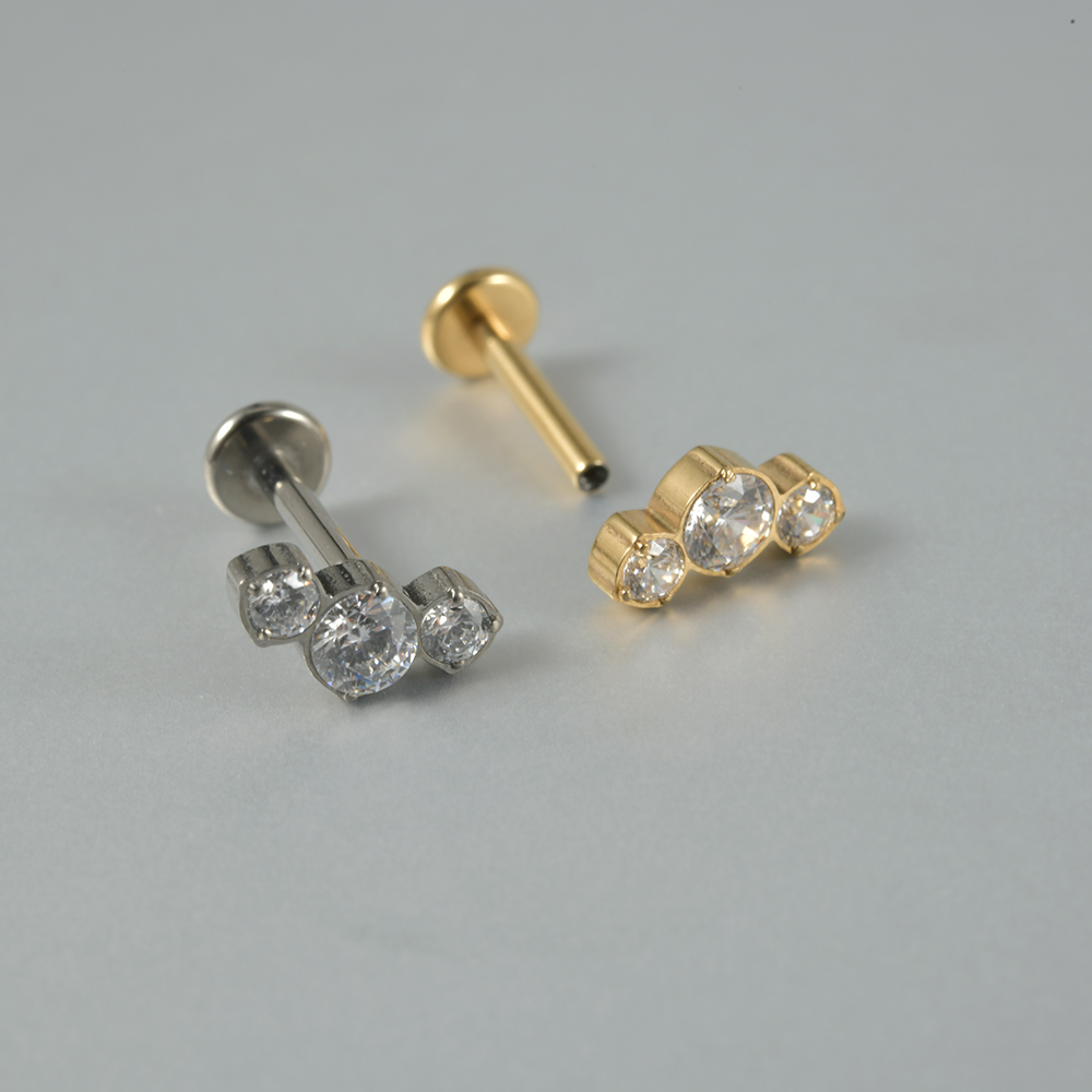 1PC Zircon G23 Solid Titanium  - đánh giá và giá Cluster Stud Ear