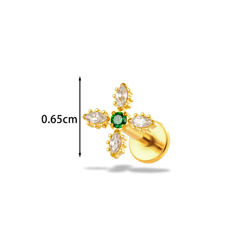 1PC G23 Titanium16G Flower CZ  - đánh giá và giá Body Jewelry Implant Grade