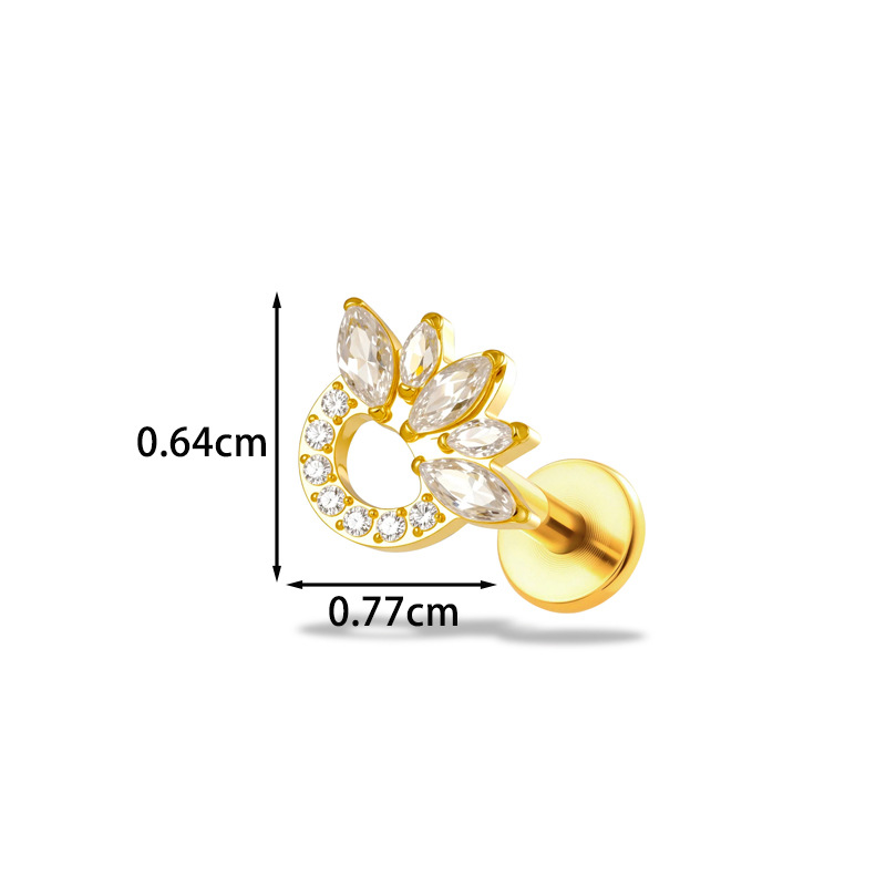 1PC G23 Titanium16G Flower CZ  - đánh giá và giá Body Jewelry Implant Grade