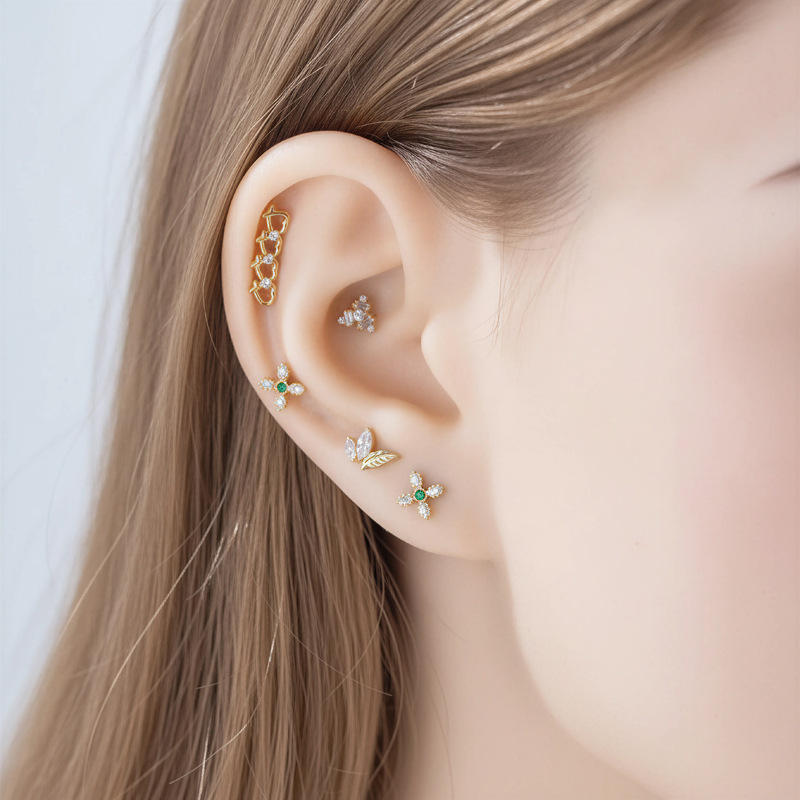 1PC G23 Titanium16G Flower CZ  - đánh giá và giá Body Jewelry Implant Grade
