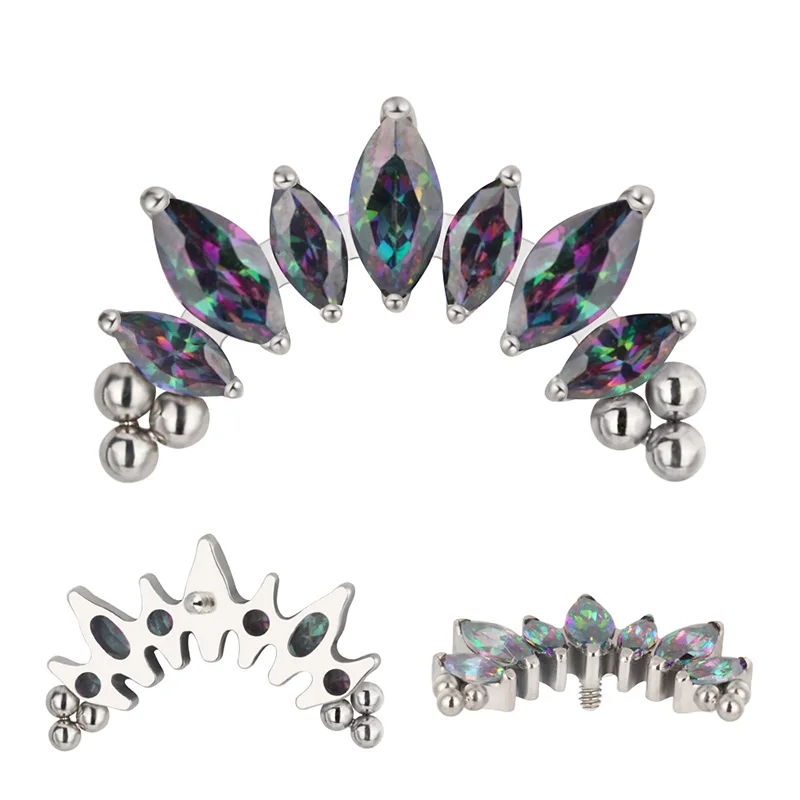 ASTM F136 Titanium PIERC 7 CZ  - đánh giá và giá Cluster Stud Ear