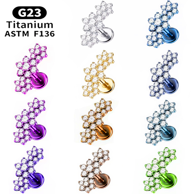 1PC G23 Titanium Three Flower  - đánh giá và giá Cluster Stud Ear
