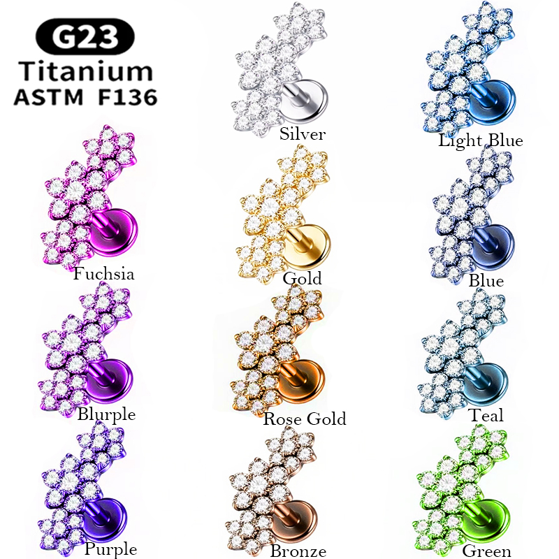 1PC G23 Titanium Three Flower  - đánh giá và giá Cluster Stud Ear