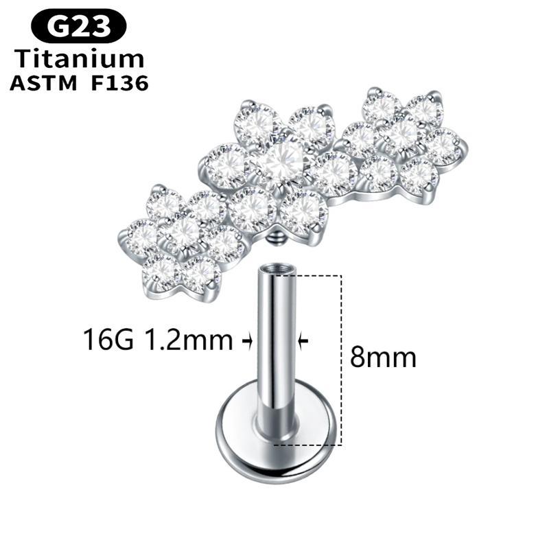 1PC G23 Titanium Three Flower  - đánh giá và giá Cluster Stud Ear