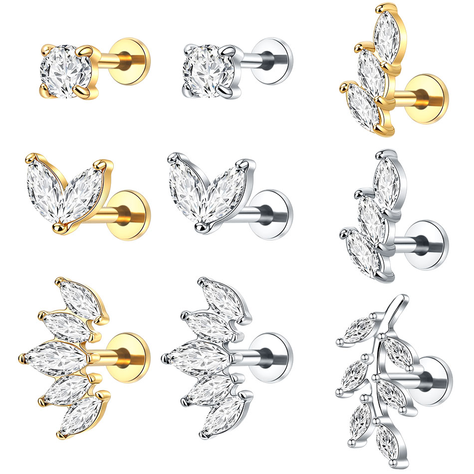 1Pc Stainless Steel CZ Flower  - đánh giá và giá Cluster Stud Ear
