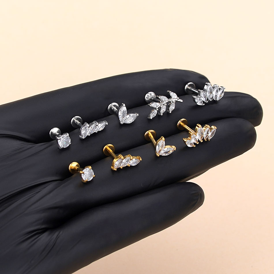 1Pc Stainless Steel CZ Flower  - đánh giá và giá Cluster Stud Ear
