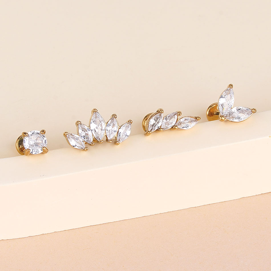 1Pc Stainless Steel CZ Flower  - đánh giá và giá Cluster Stud Ear