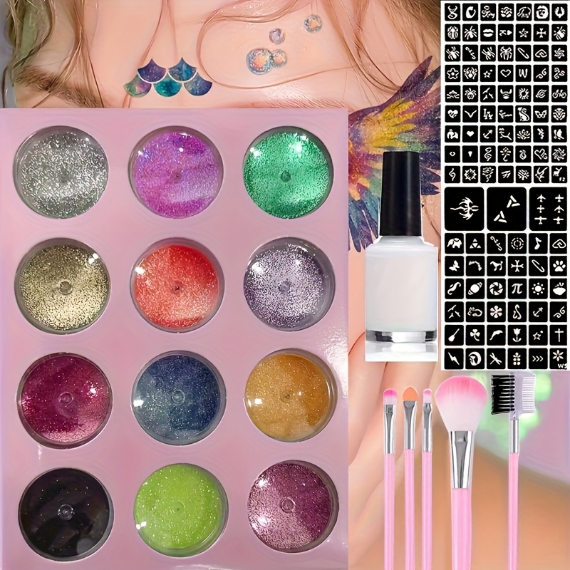 DIY Flash Tattoo 12 Colors of  - đánh giá và giá Body Jewelry Glue