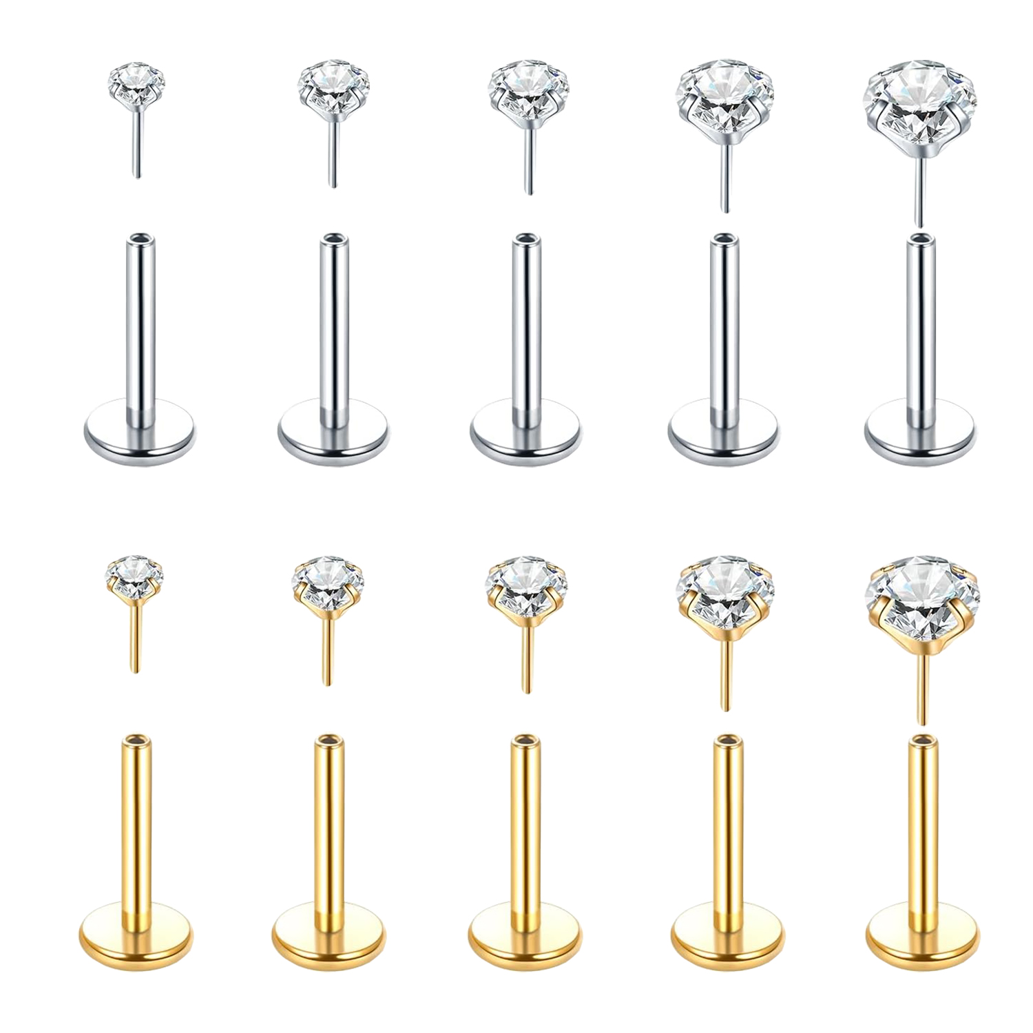 5Pcs Threadless Push In Ear No - đánh giá và giá Body Jewelry Threadless
