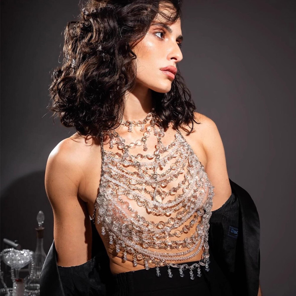 Handmade Beaded Vest Clear Cry - đánh giá và giá Body Jewelry Vest