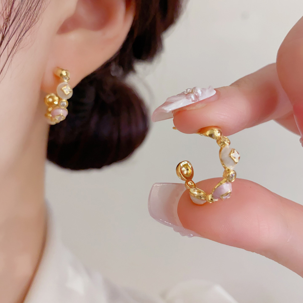 Enameled Floral Cluster Half H - đánh giá và giá Cluster Stud Ear