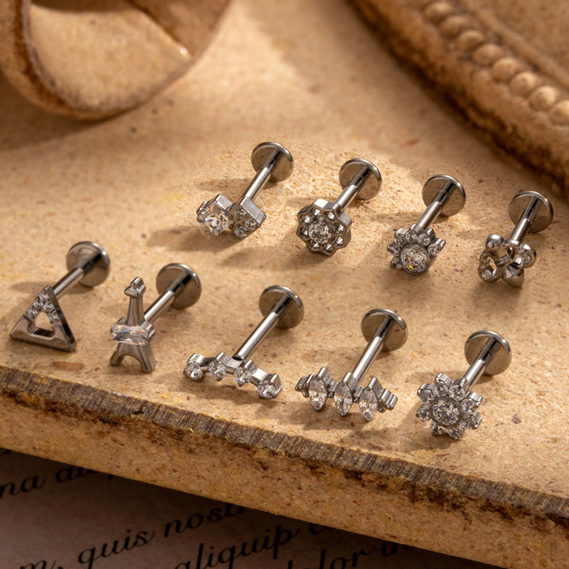 1PC G23 Titanium Internally Th - đánh giá và giá Cluster Stud Ear