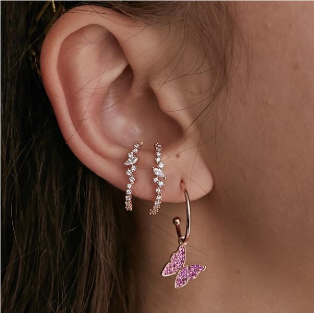 Gây nên Bling CZ cụm bông bông - đánh giá và giá Cluster Stud Ear