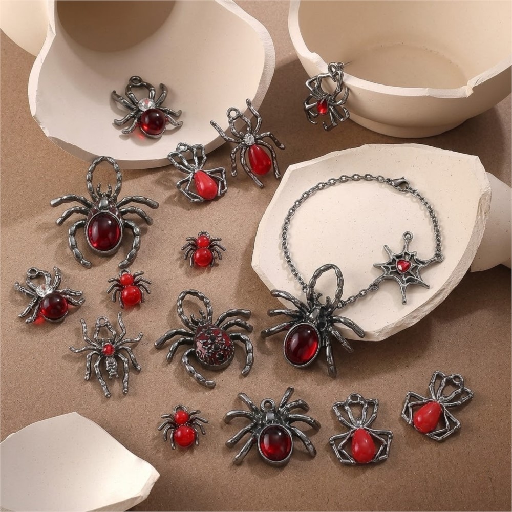 5pcs Gothic Black Spider Charm - đánh giá và giá Body Jewelry Y2K
