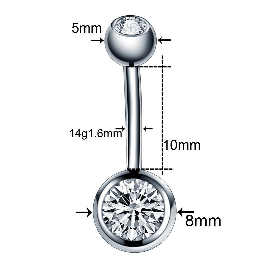 10 Cái/lốc 14G Titan Rốn Xuyên - đánh giá và giá Belly Bar Titanium