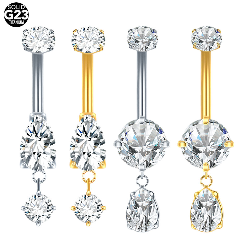 1/5PCS Titanium Crystal Zircon - đánh giá và giá Belly Bar Titanium
