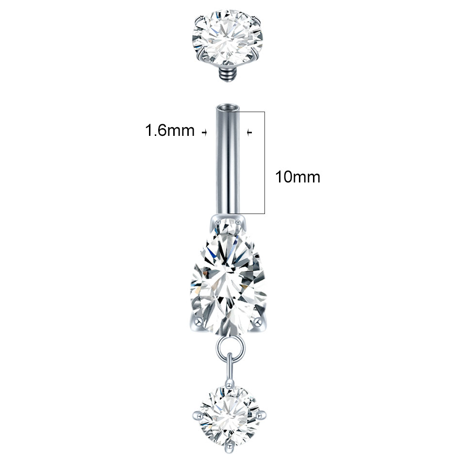 1/5PCS Titanium Crystal Zircon - đánh giá và giá Belly Bar Titanium