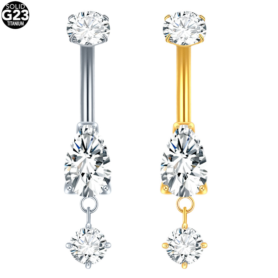 1/5PCS Titanium Crystal Zircon - đánh giá và giá Belly Bar Titanium