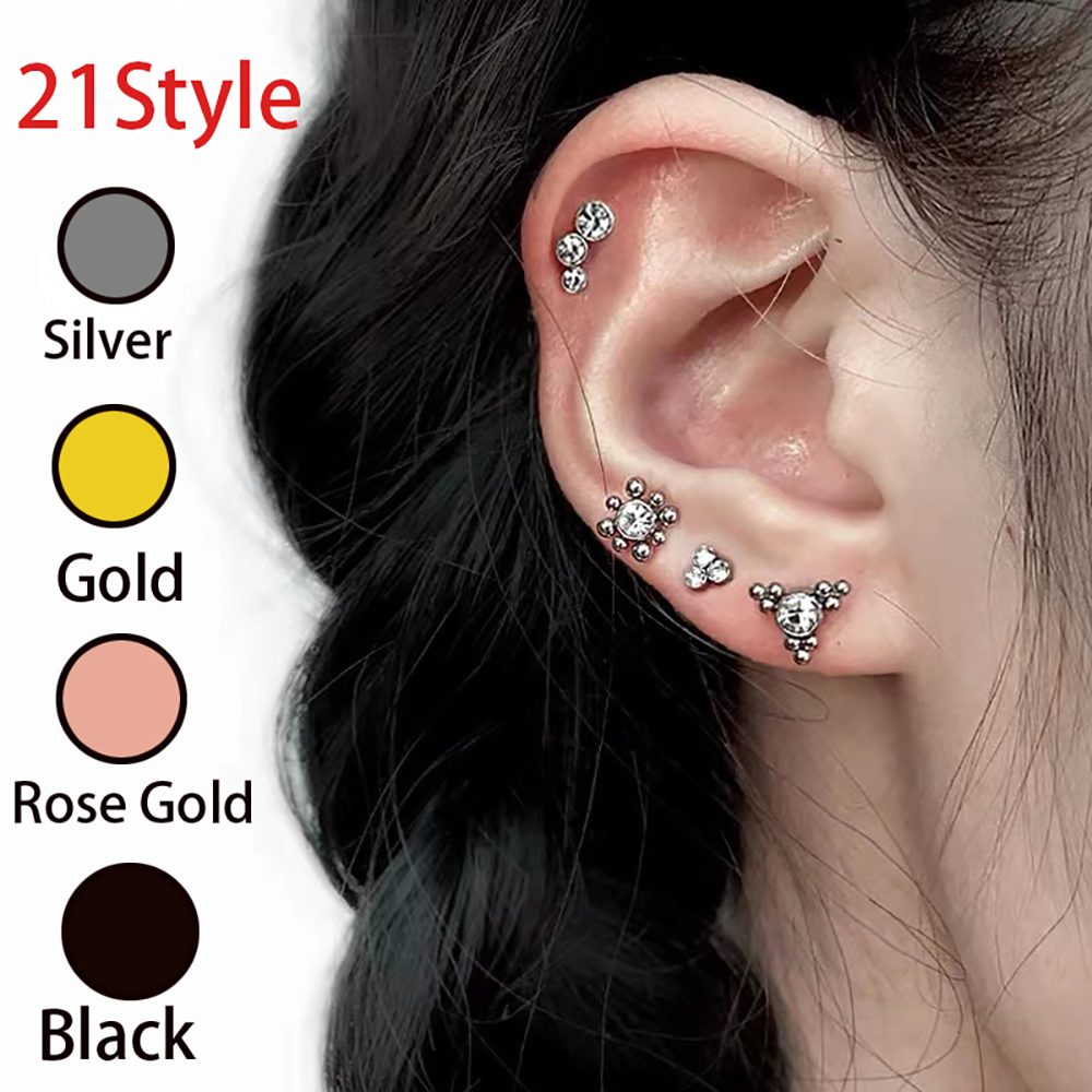 1PC Black Gold Silver Color St - đánh giá và giá Cluster Stud Ear