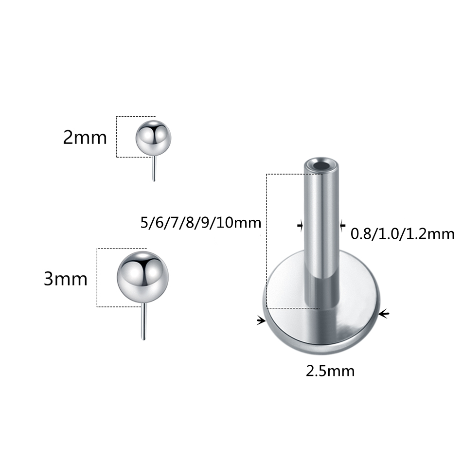 1/10pcs Titanium Push-in Balls - đánh giá và giá Body Jewelry Threadless