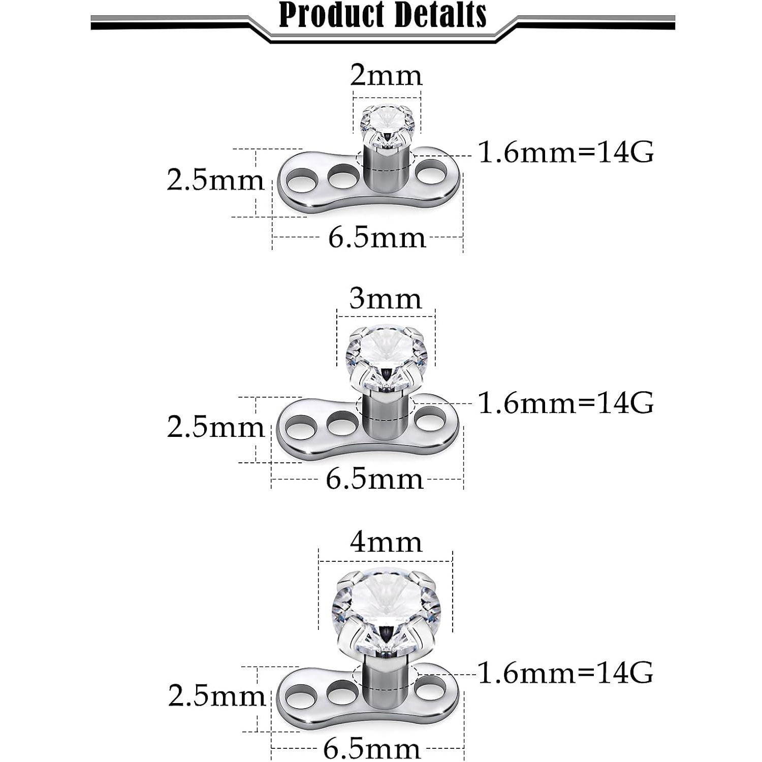 14G G23 Titanium Dermal Pierci - đánh giá và giá Body Jewelry Implant Grade Titanium