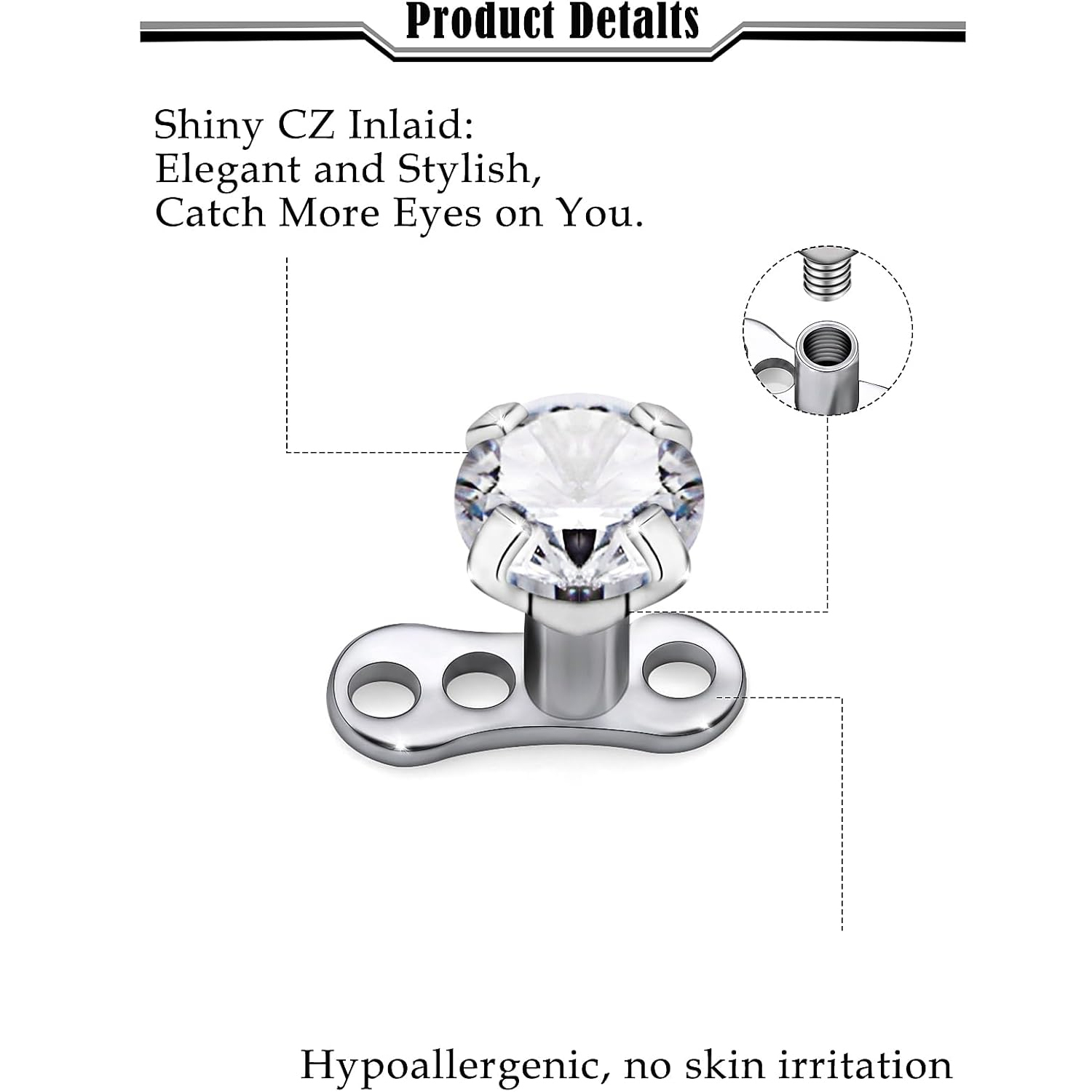 14G G23 Titanium Dermal Pierci - đánh giá và giá Body Jewelry Implant Grade Titanium