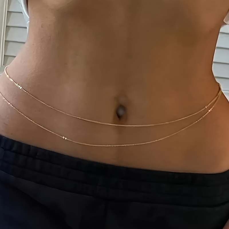 1Double-layer gold metal waist - đánh giá và giá Body Jewelry Bulk