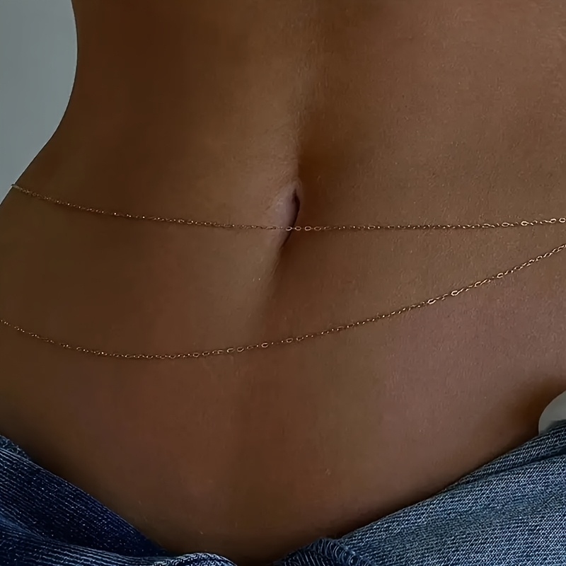 1Double-layer gold metal waist - đánh giá và giá Body Jewelry Bulk