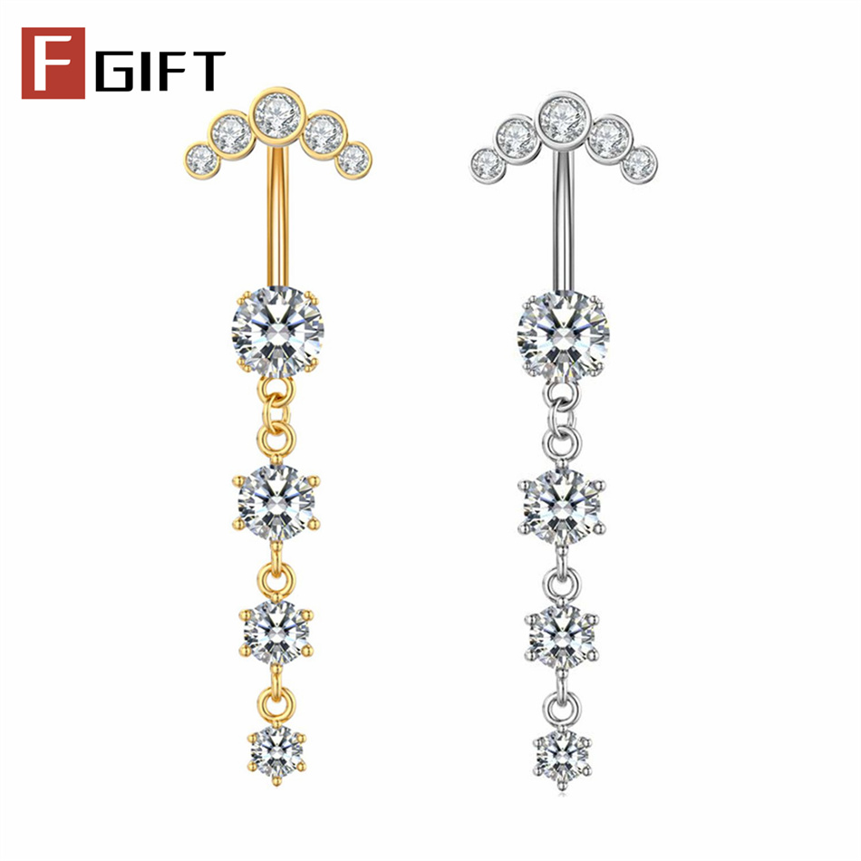 Gold Silver Color Long Dangled - đánh giá và giá Belly Bar Titanium